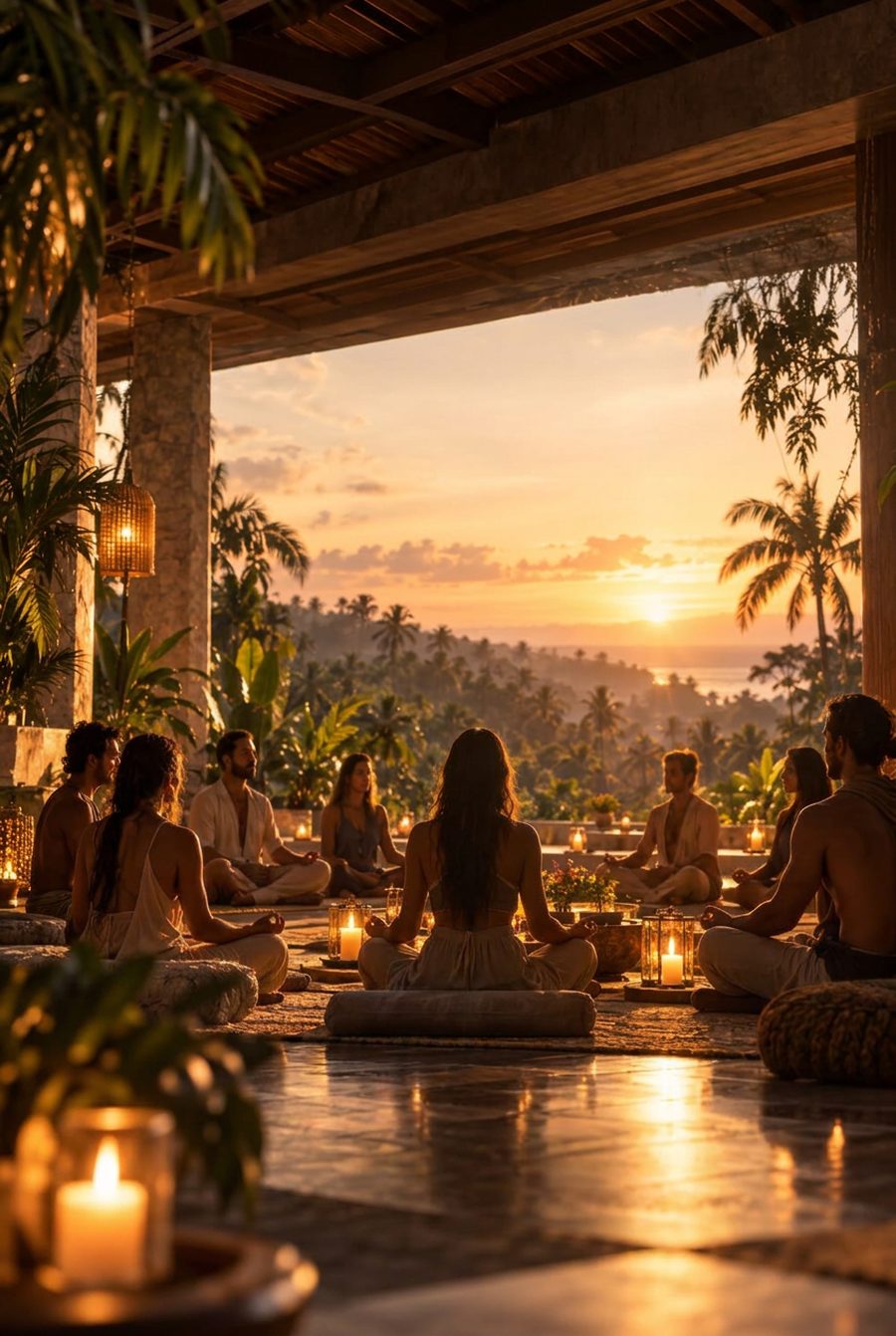 Meditation circle by candlelight
